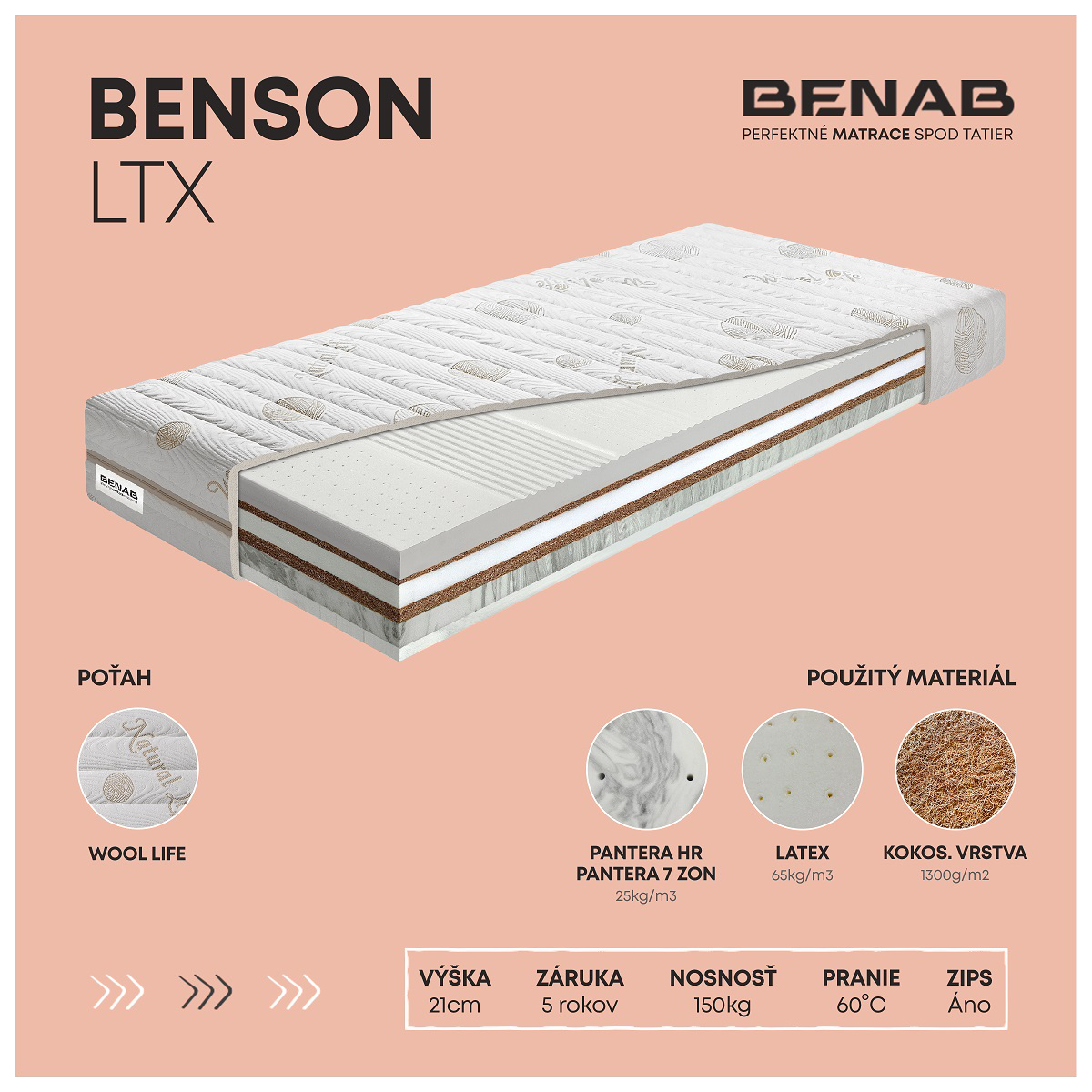 Matrac Benab Diamante Benson LTX 90x200 cm