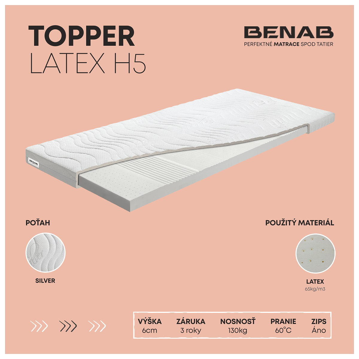 Matrac Benab Topper Latex H5 80x200 cm