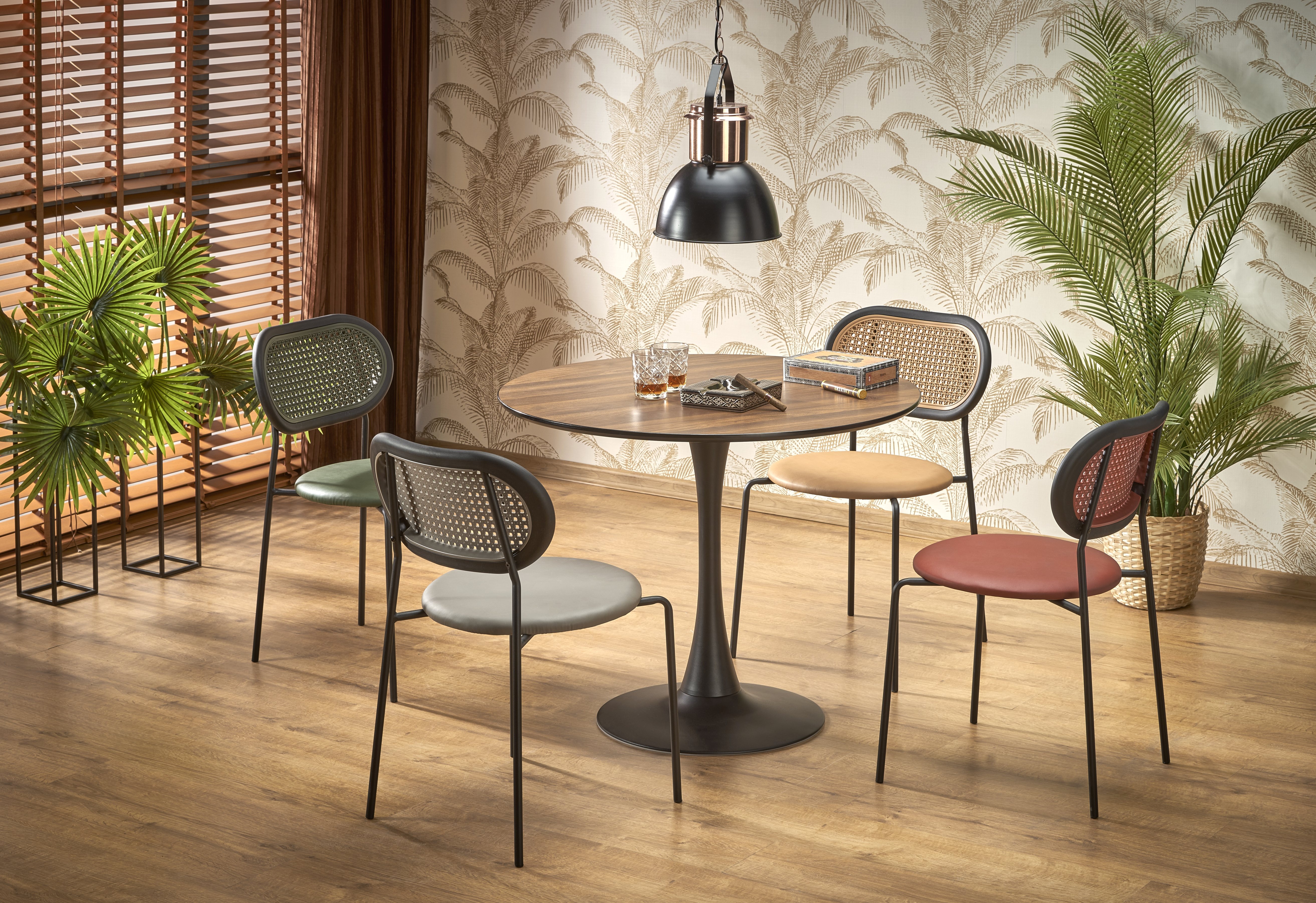 OLMO stôl okrúhly, dub zlatý/čierny