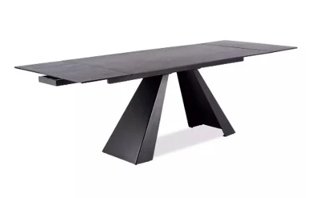 SALVADORE CERAMIC jedálenský stôl SIVÁ MRAMOR/MATNÁ ČIERNA (180-260)X90