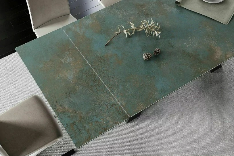 Jedálenský stôl WESTIN CERAMIC TYRKYSOVÝ OSSIDO VERDE / MAT ČIERNA (160-240)X90