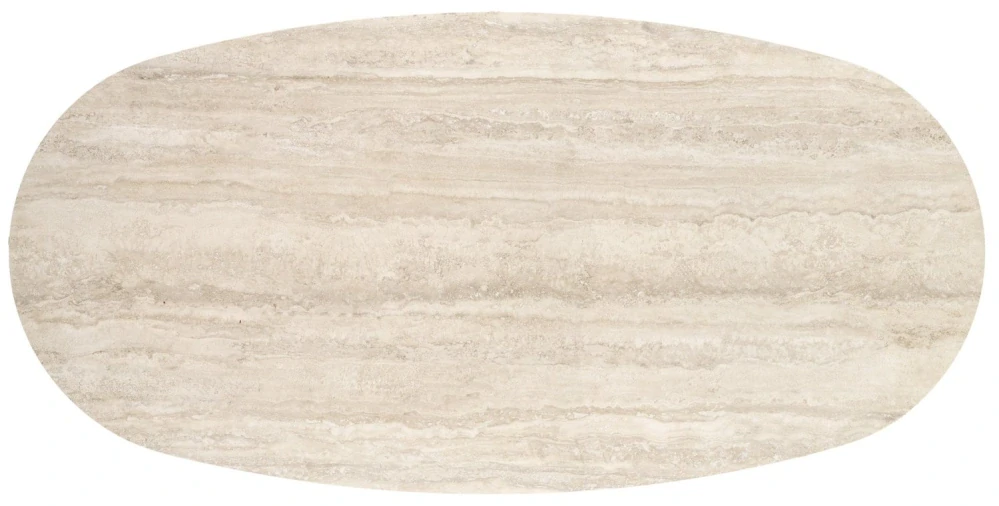 JULIUS oválny jedálenský stôl, svetlý travertín / čierny