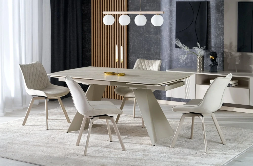 ARMANI 165-241 rozkladací jedálenský stôl, travertín, kašmír