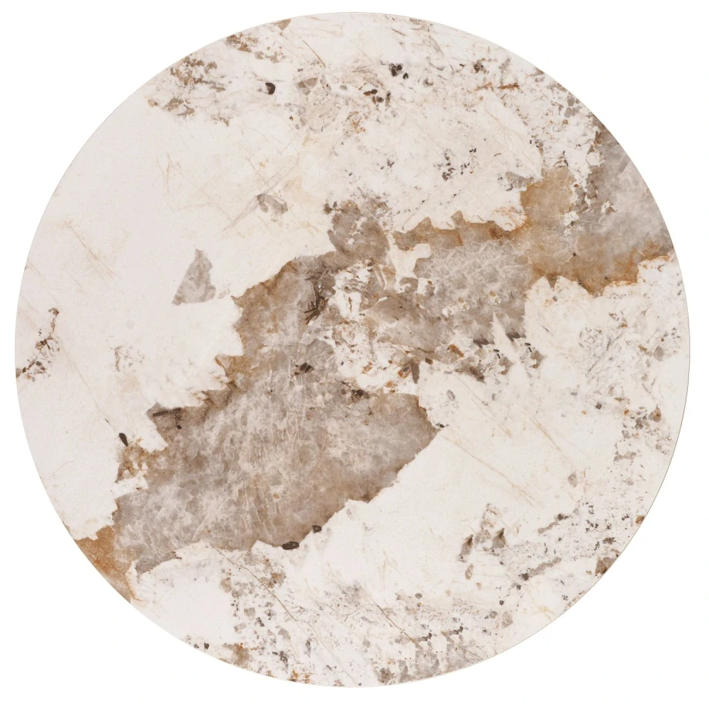 ARANI okrúhly jedálenský stôl, béžový mramor / orech