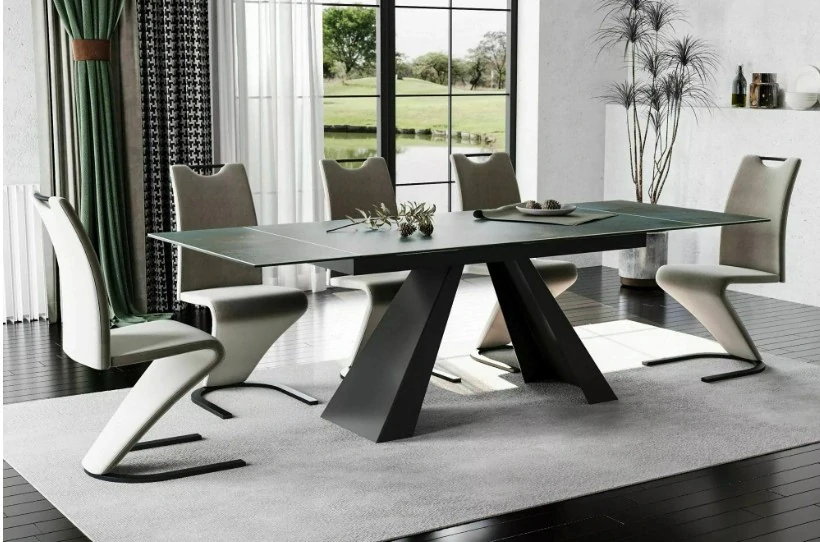 Jedálenský stôl WESTIN CERAMIC TYRKYSOVÝ OSSIDO VERDE / MAT ČIERNA (160-240)X90