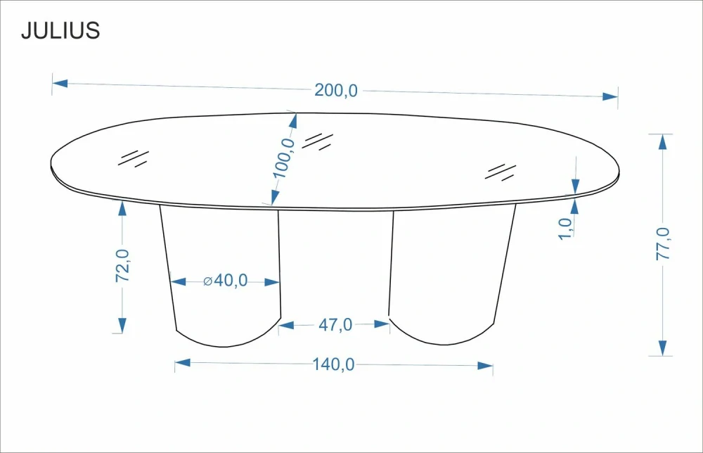 JULIUS oválny jedálenský stôl, svetlý travertín / čierny
