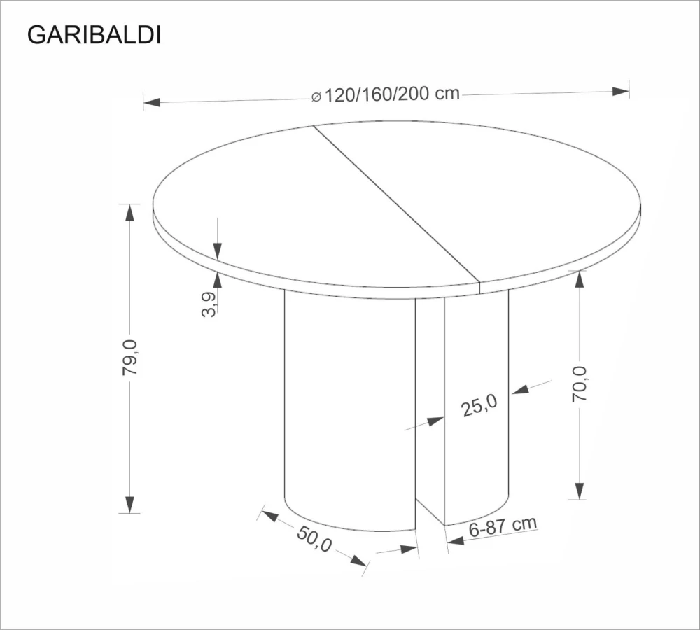 GARIBALDI 120-200 rozkladací jedálenský stôl, dub prírodný matný