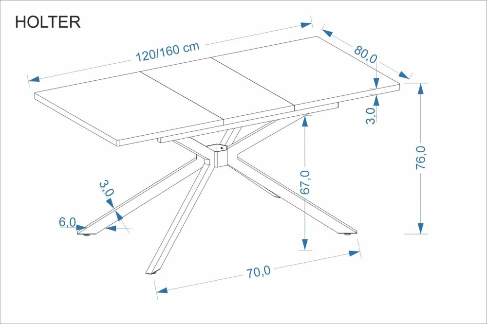 HOLTER 120-160 rozkladací jedálenský stôl, dub zlatý / čierny