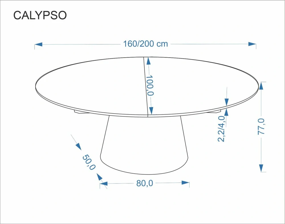 CALYPSO 160-200 rozkladací jedálenský stôl, prírodný