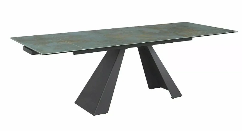 Jedálenský stôl WESTIN CERAMIC TYRKYSOVÝ OSSIDO VERDE / MAT ČIERNA (160-240)X90