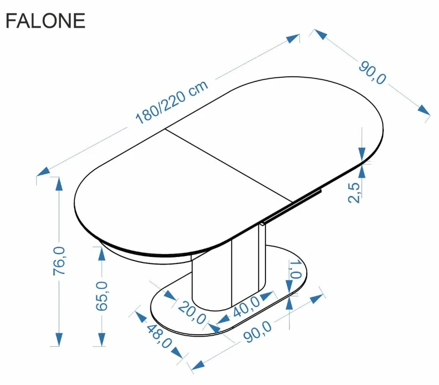 FALONE rozkladací jedálenský stôl, travertín/kašmír