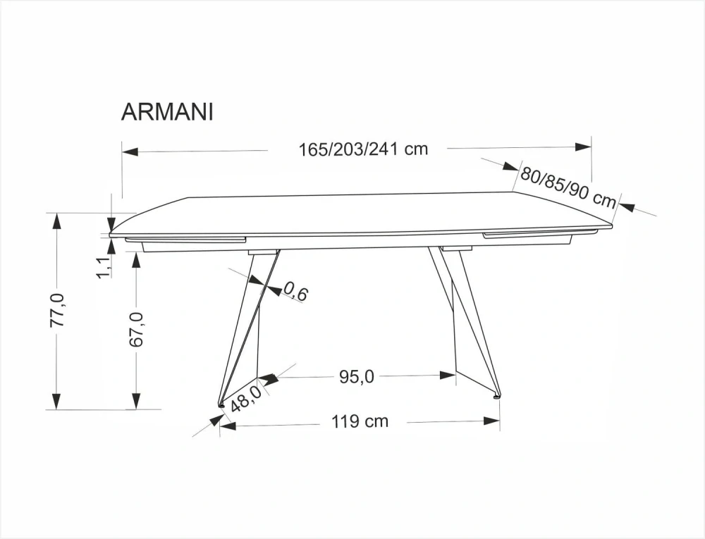 ARMANI 165-241 rozkladací jedálenský stôl, travertín, kašmír