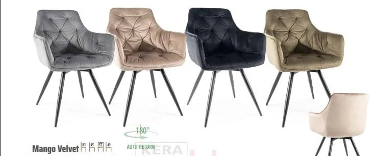 MANGO VELVET jedálenská stolička ČIERNA/BLUVEL OLIVOVÝ 77 - NA SKLADE!