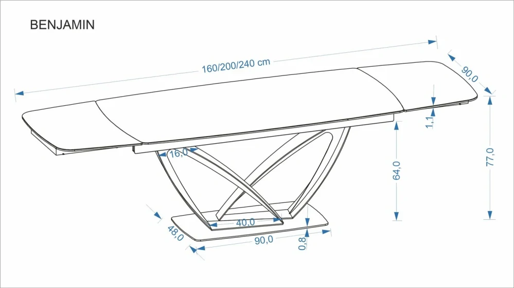 BENJAMIN 160-240 rozkladací jedálenský stôl, béžový / kašmír