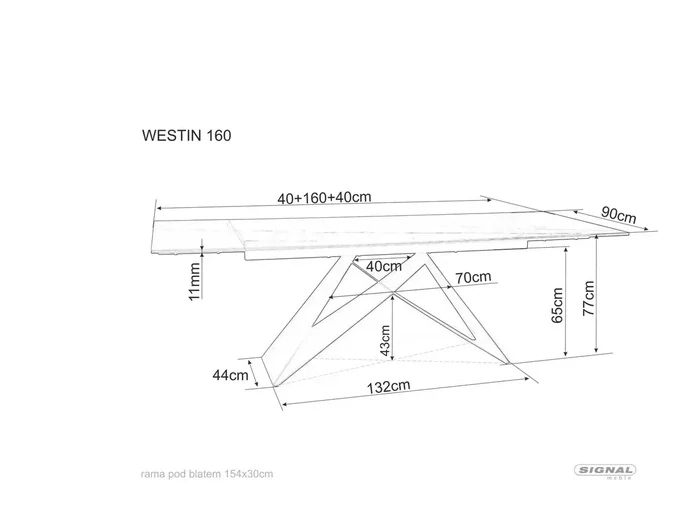 WESTIN CERAMIC stôl jedálenský (160-240)X90, sv.hnedá SABBIA/čierna - NA SKLADE!