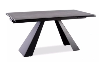 SALVADORE CERAMIC jedálenský stôl SIVÁ MRAMOR/MATNÁ ČIERNA (180-260)X90