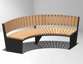 Parková lavička, štvrťkruhová s operadlom, Porto W277